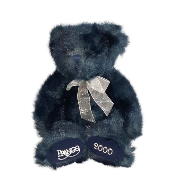 2000 Russ Berrie The Bon Marche Frango Blue Bear Plush Stuffed Bean Bag Toy 13" - Picture 1 of 7
